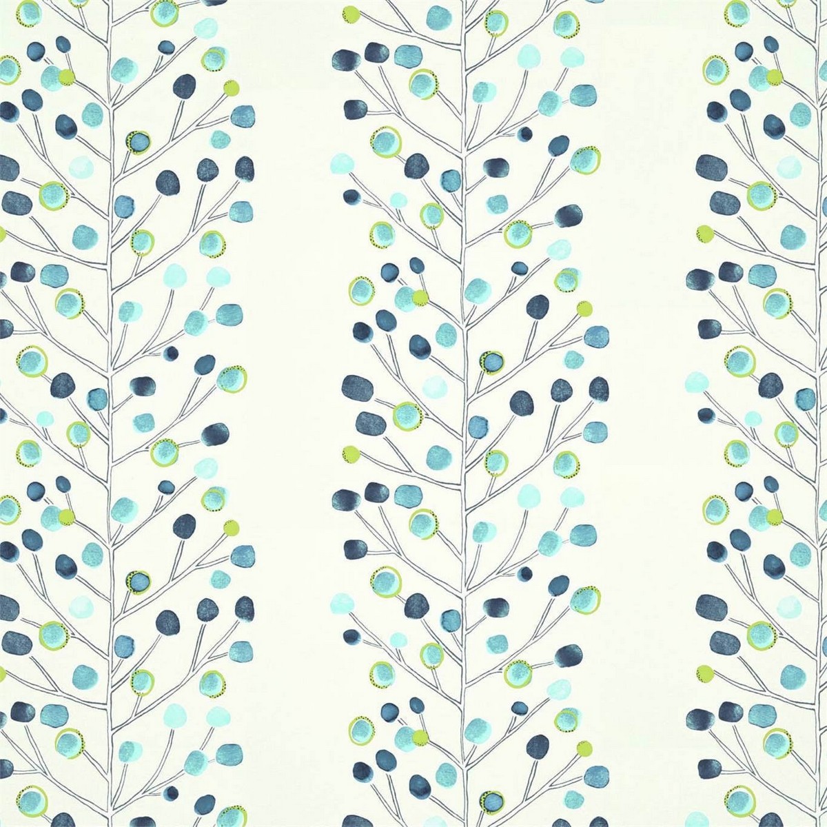 Berry Tree Peacock Powder Blue Lime And Neutral Fabric by Scion