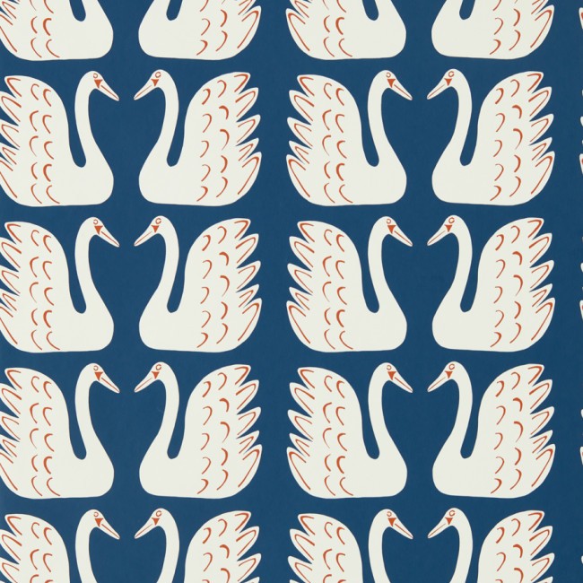 Swim Swam Swan Denim Fabric by Scion