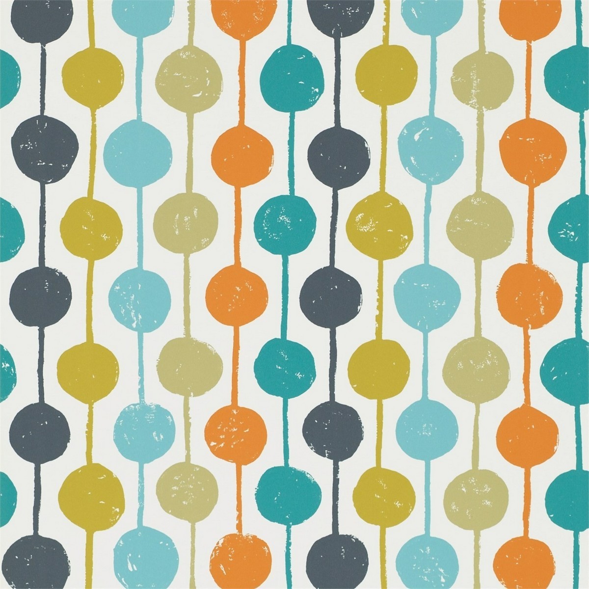 Taimi Sulphur / Tangerine / Kingfisher Fabric by Scion