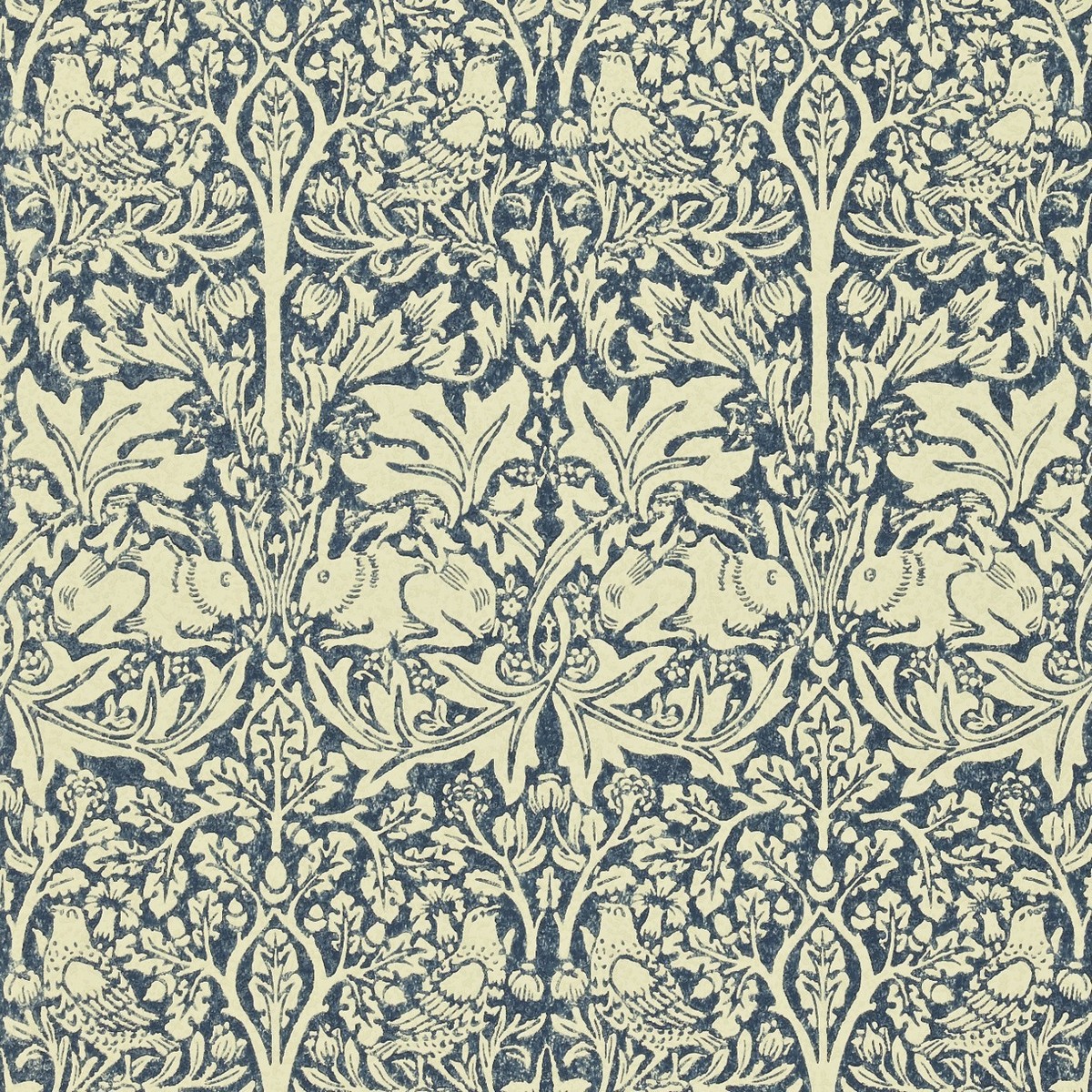 Brer Rabbit Indigo/Vellum Fabric by William Morris & Co.