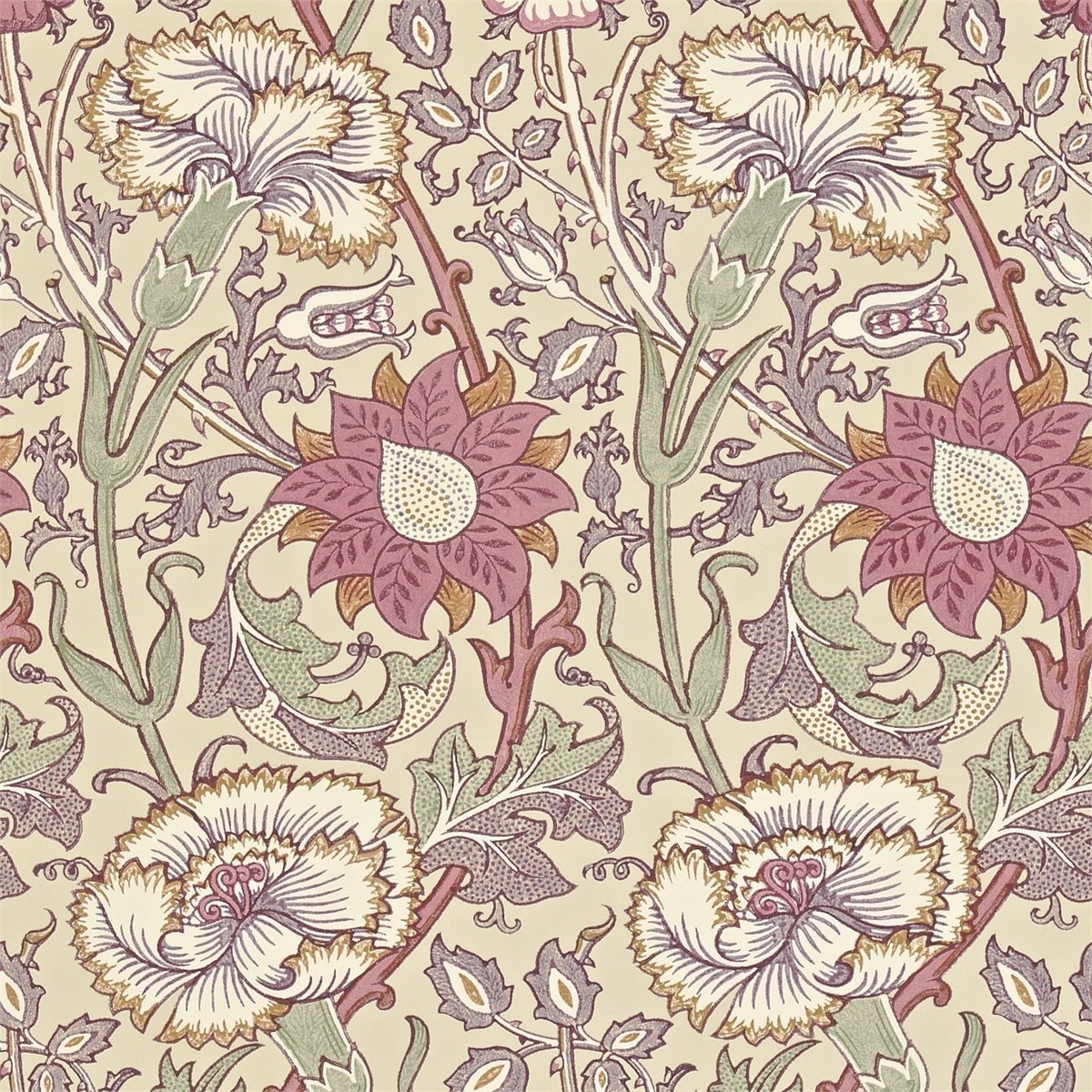 Pink & Rose Manilla/Wine Fabric by William Morris & Co.