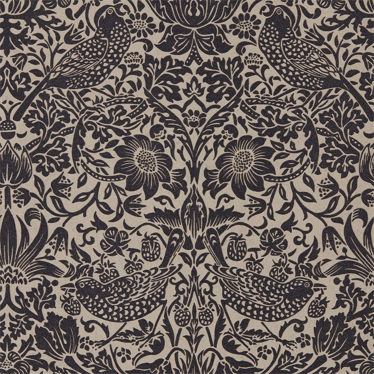 Pure Strawberry Thief Gilver/Graphite Fabric by William Morris & Co.