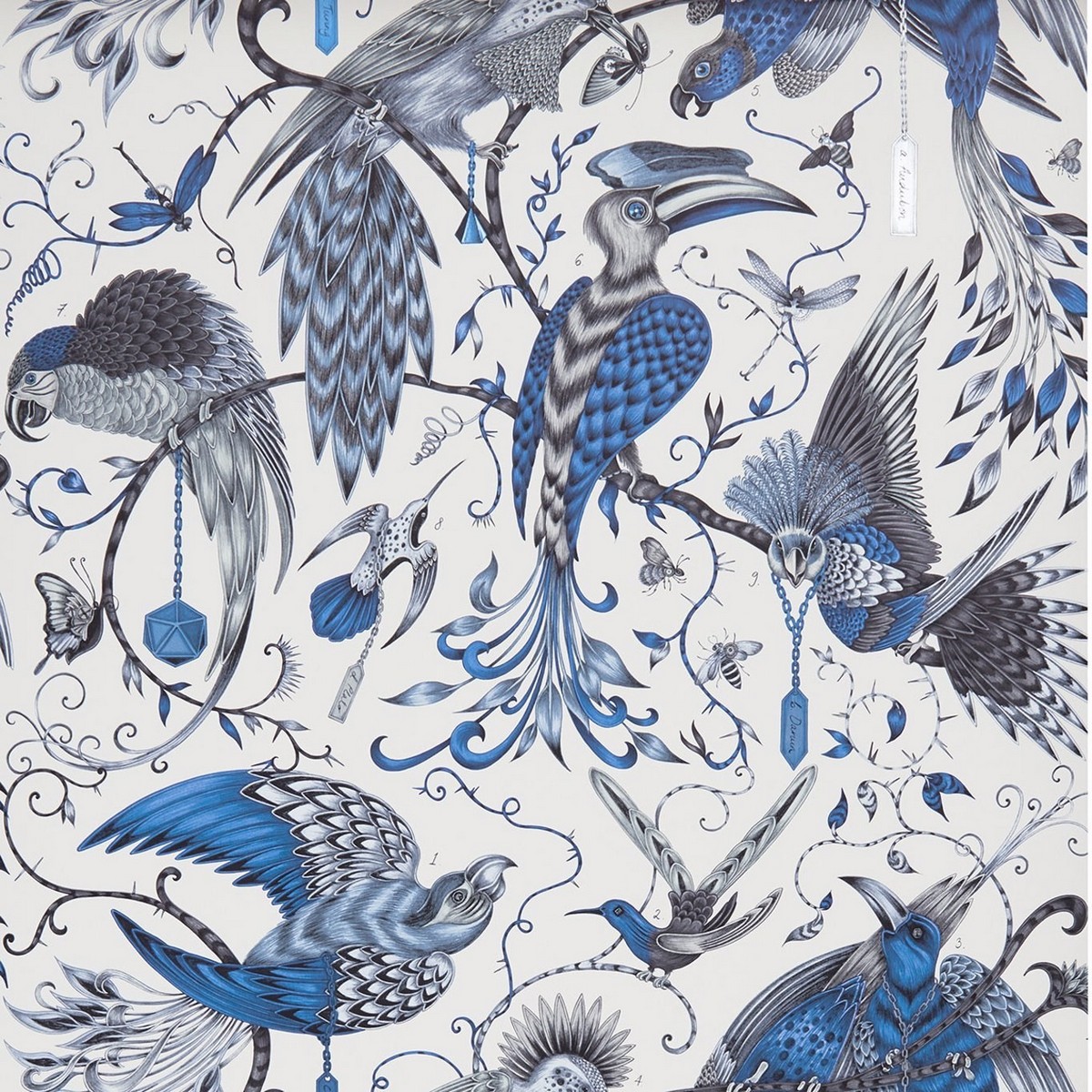 Audubon Blue Fabric by Emma J Shipley