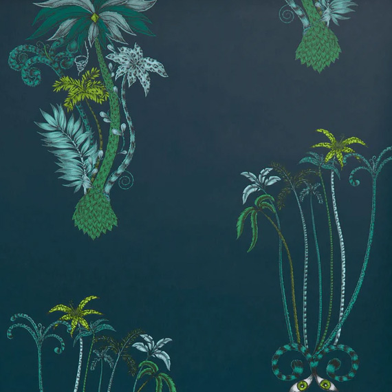 Jungle Palms Navy Fabric by Emma J Shipley