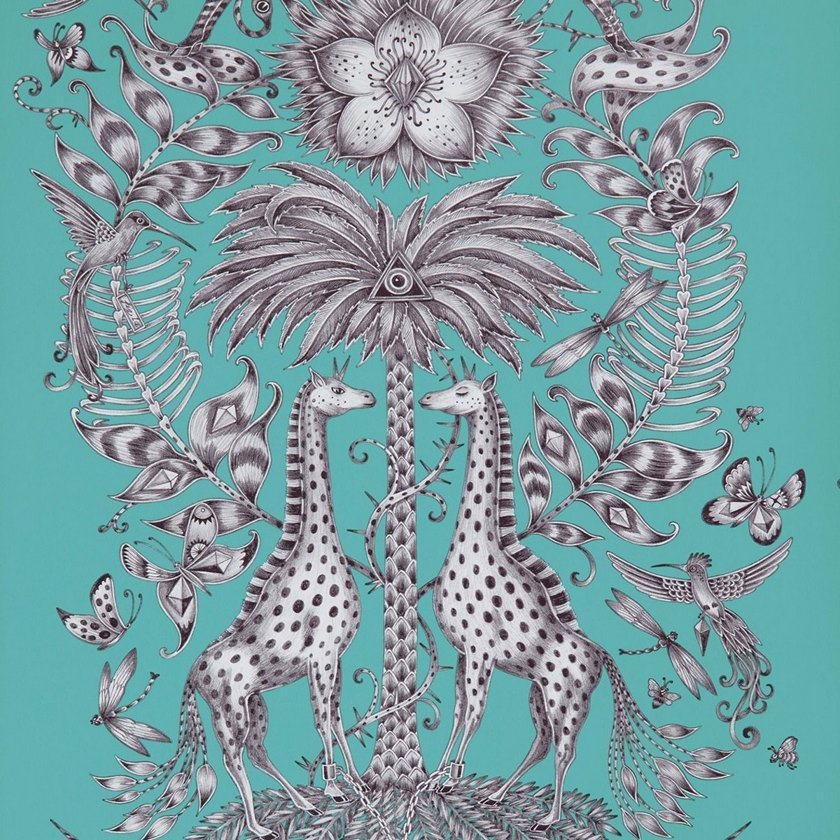 Kruger Teal Fabric by Emma J Shipley