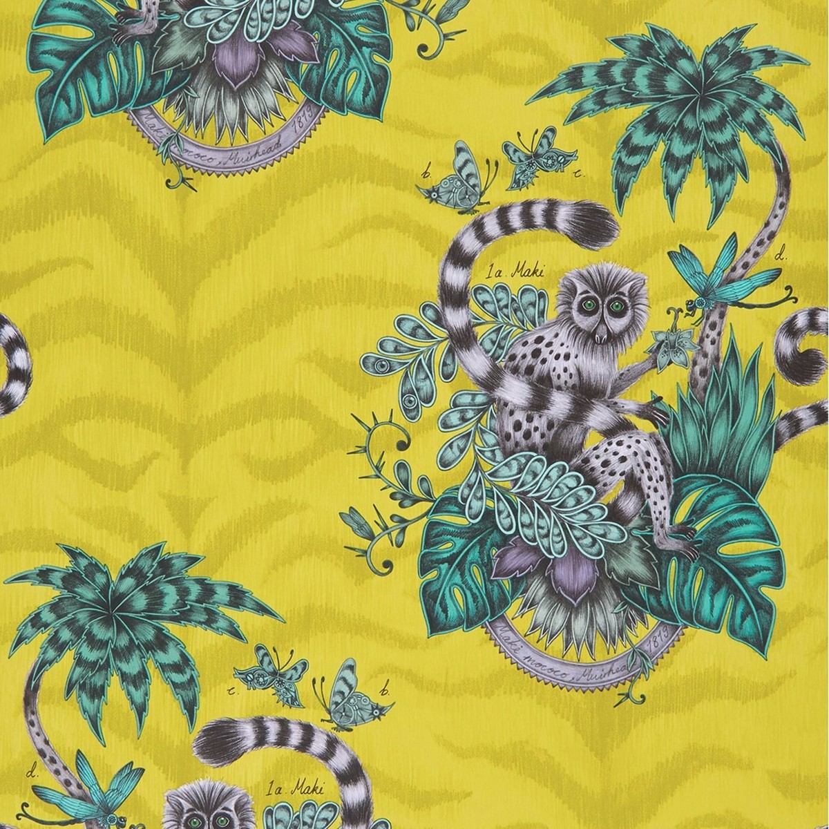 Lemur Lime Fabric by Emma J Shipley