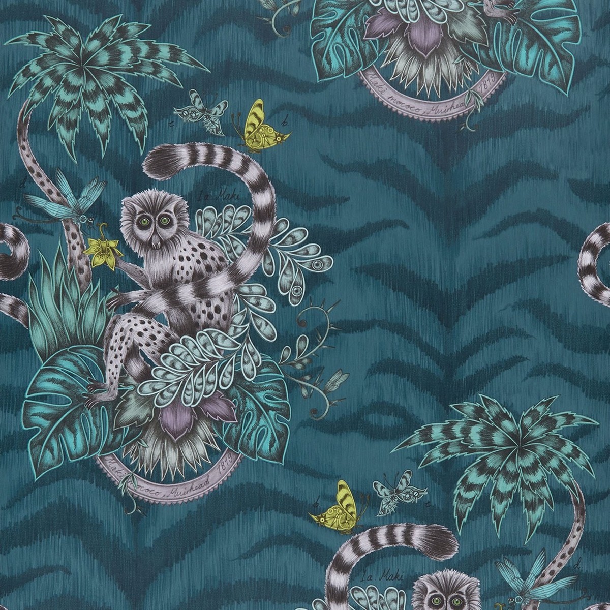 Lemur Navy Fabric by Emma J Shipley