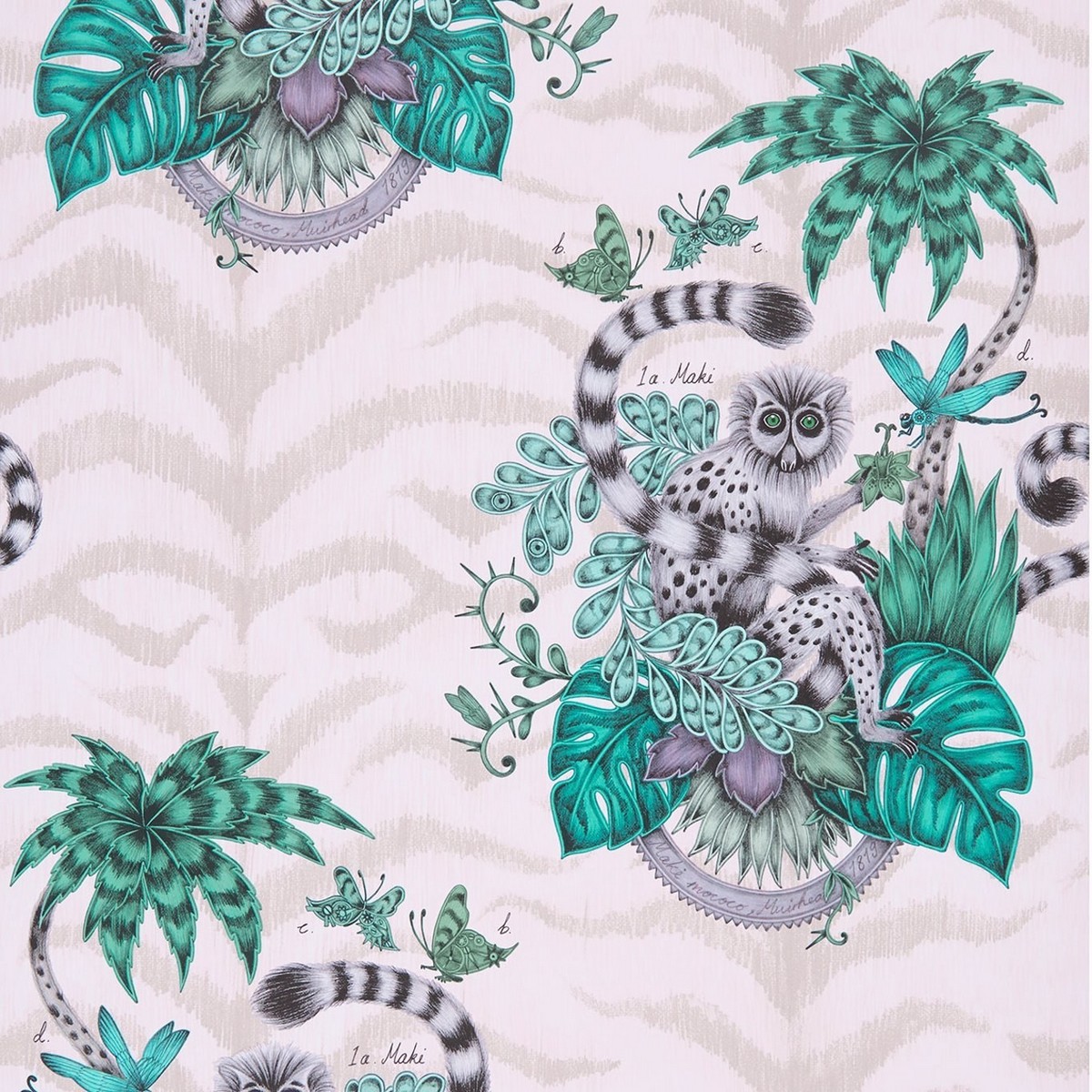 Lemur Pink Fabric by Emma J Shipley