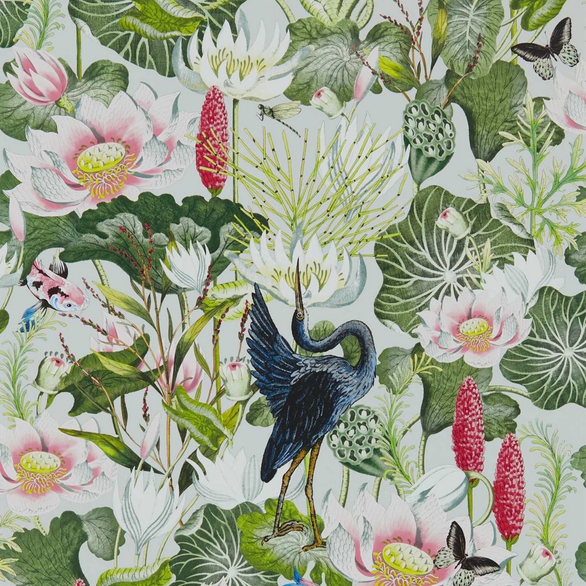 Waterlily Dove Fabric by Wedgwood