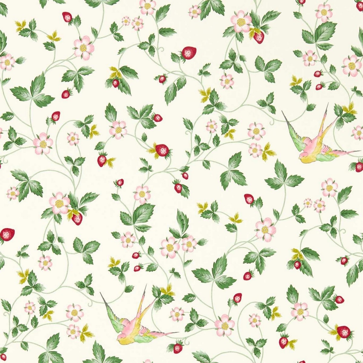 Wild Strawberry Ivory Fabric by Wedgwood