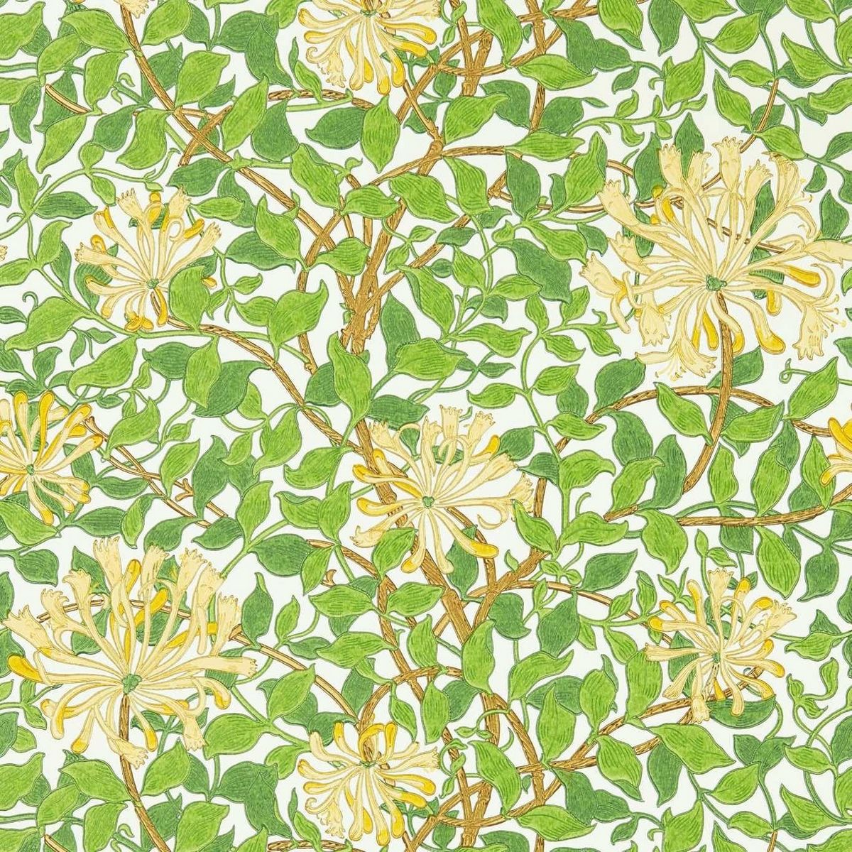 Honeysuckle Cream/Chocolate Fabric by William Morris & Co.