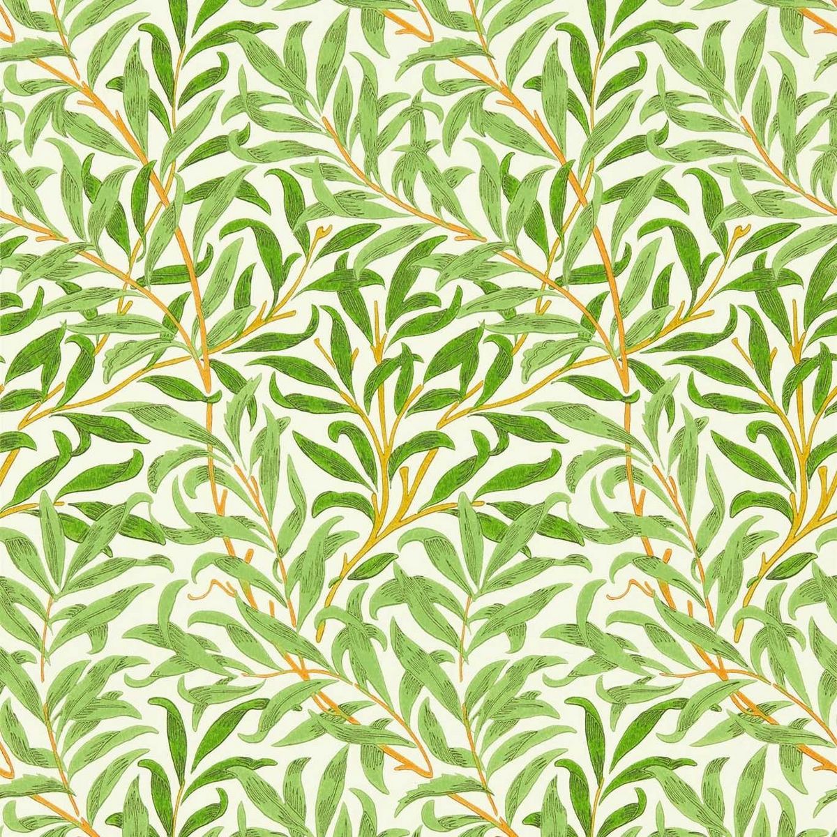 Willow Bough Leaf Green Fabric by William Morris & Co.