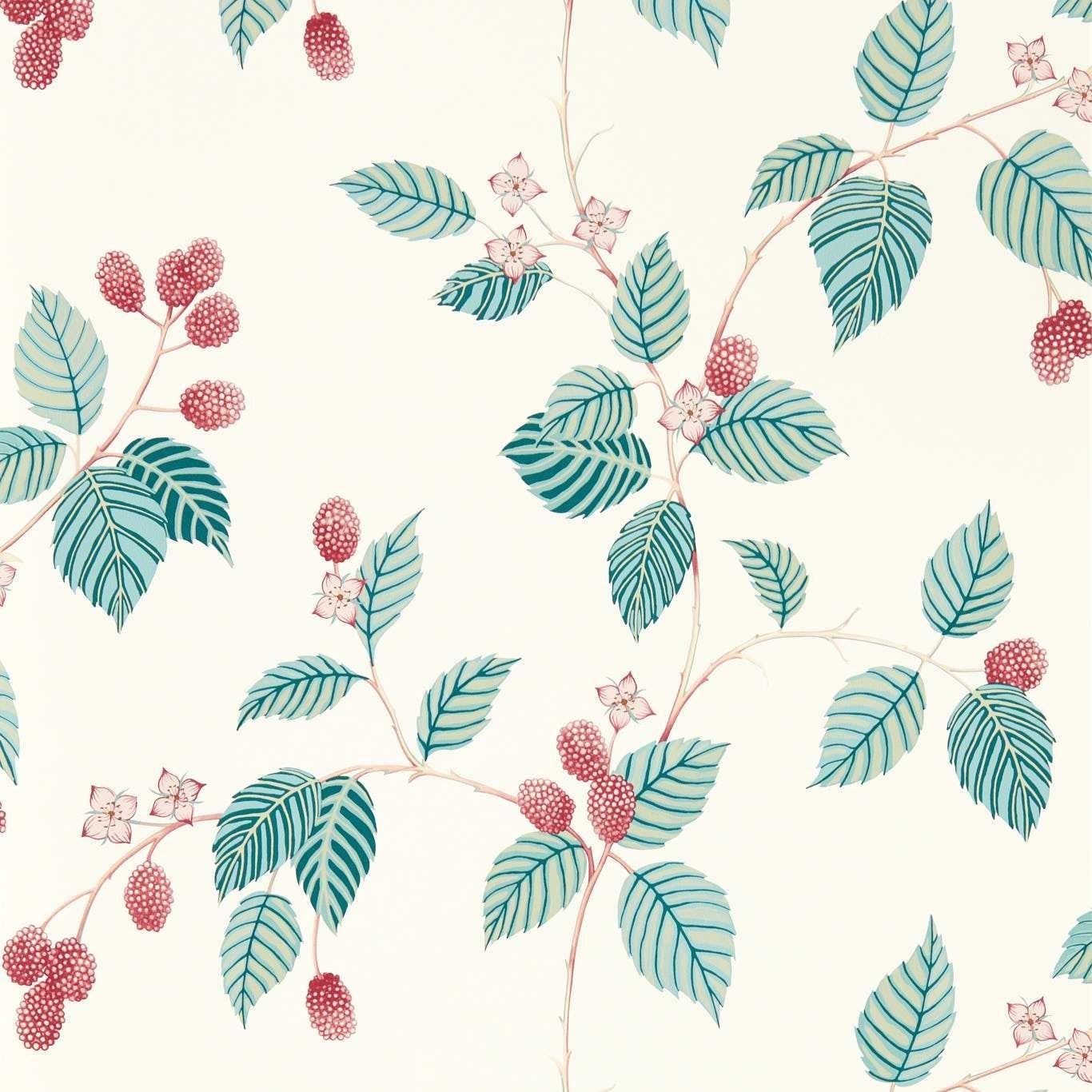 Rubus Raspberry Fabric by Sanderson