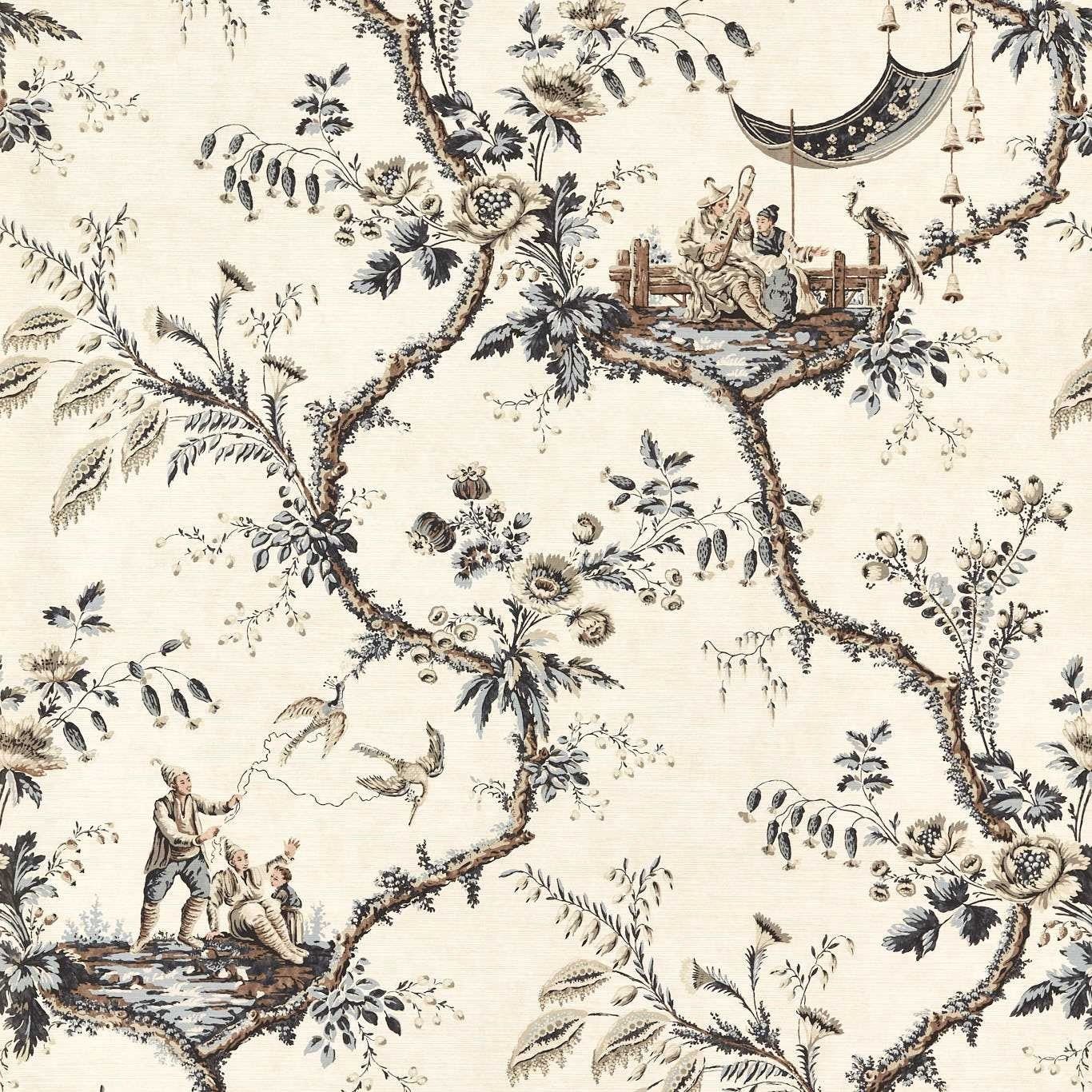 Emperors Musician Charcoal Fabric by Zoffany