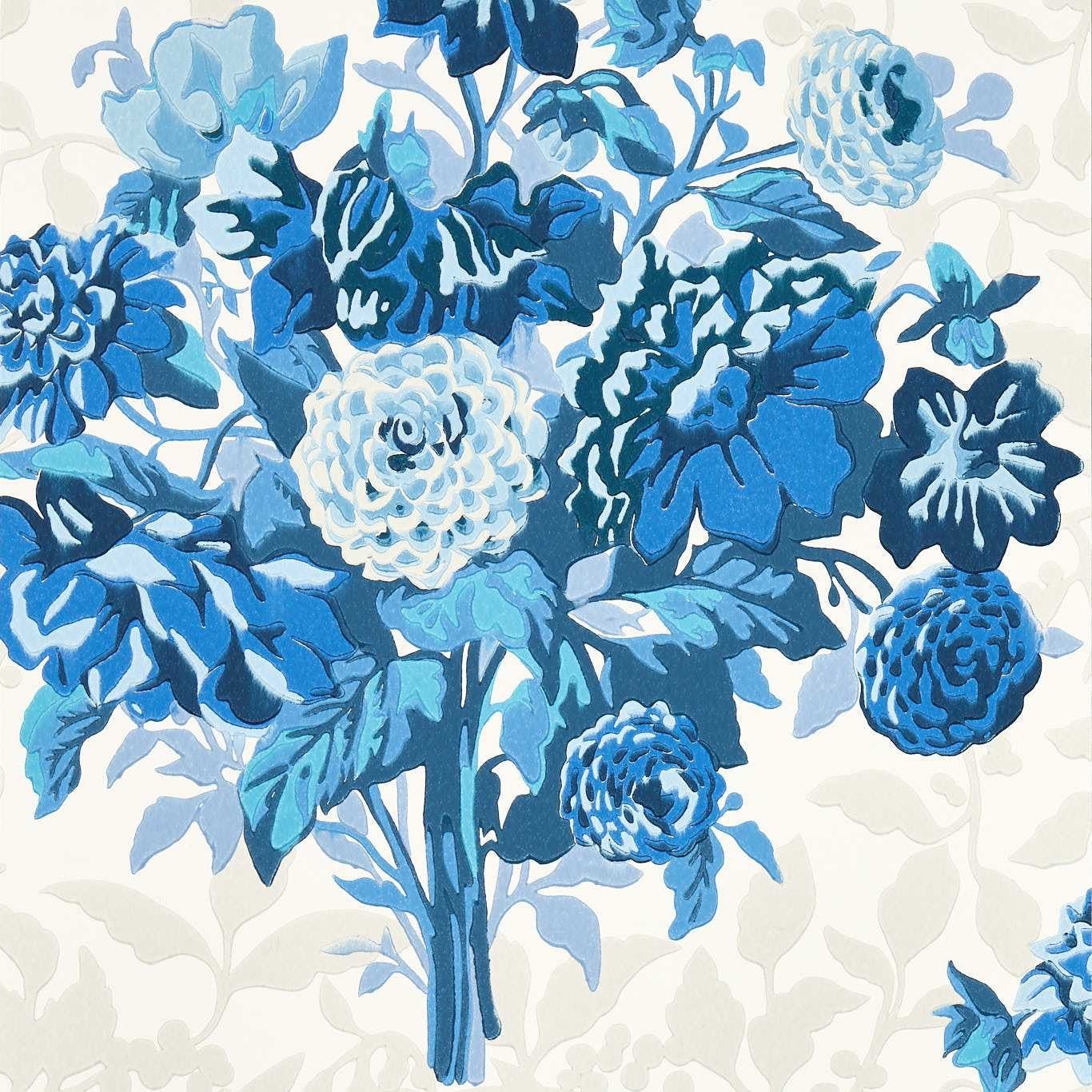 Dahlia Bunch Lapis Fabric by Harlequin