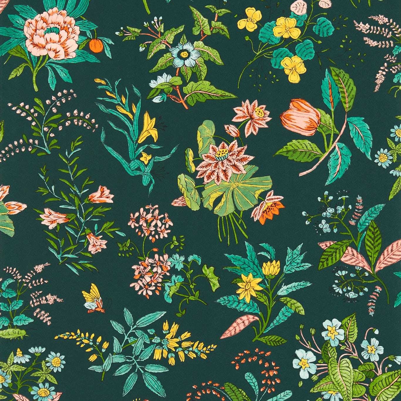 Woodland Floral Jade/Malachite/Rose Quartz Fabric by Harlequin