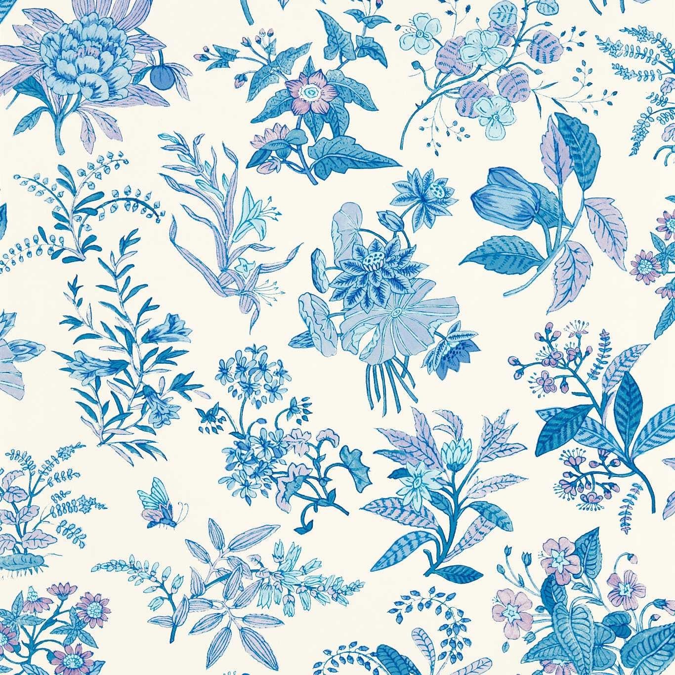 Woodland Floral Lapis/Amethyst/Pearl Fabric by Harlequin