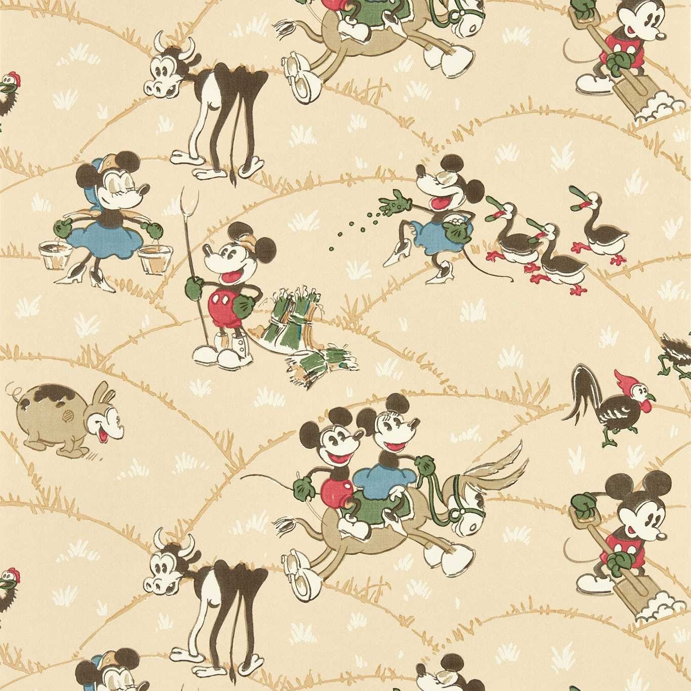 Mickey At The Farm Butterscotch Fabric by Sanderson