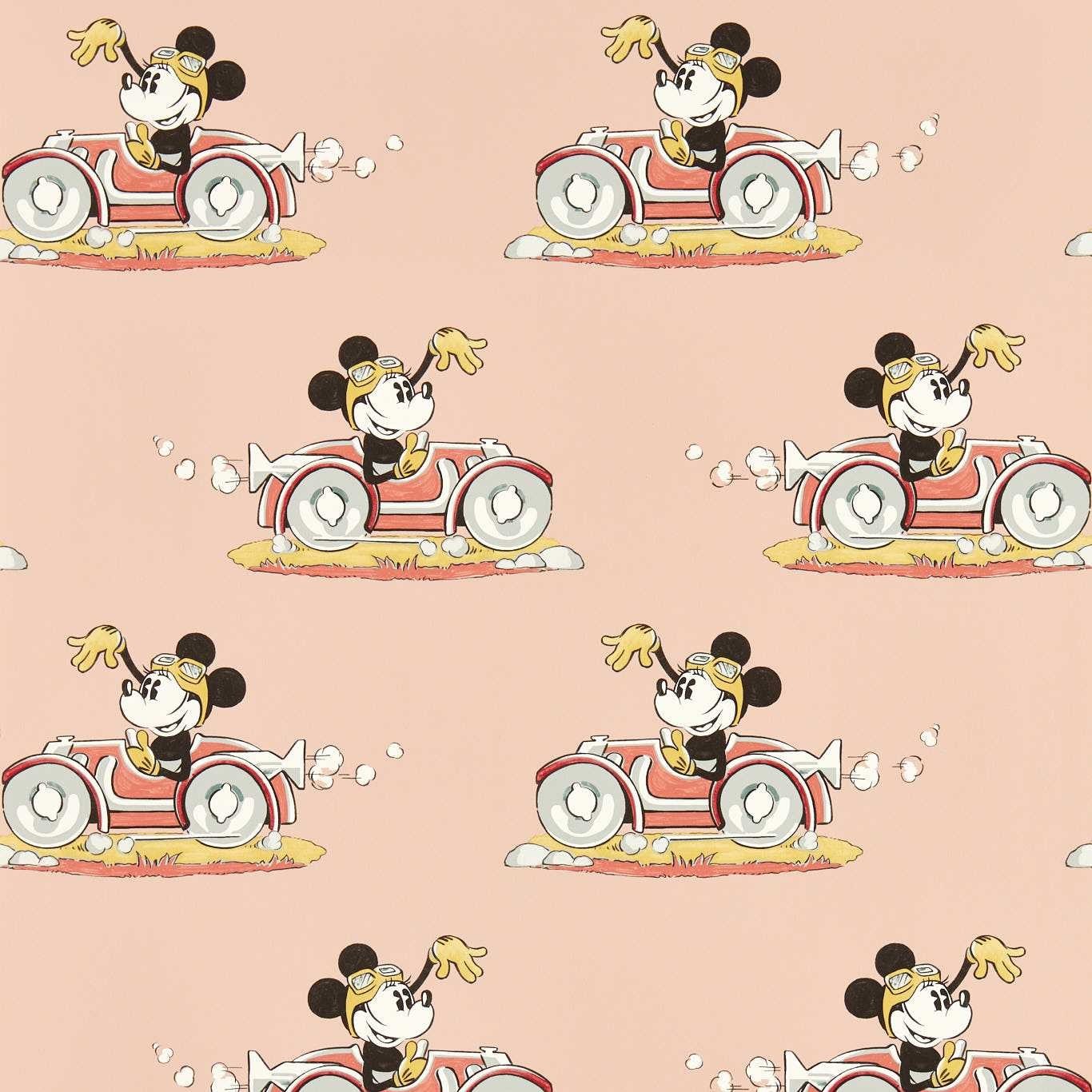 Minnie On The Move Candy Floss Fabric by Sanderson