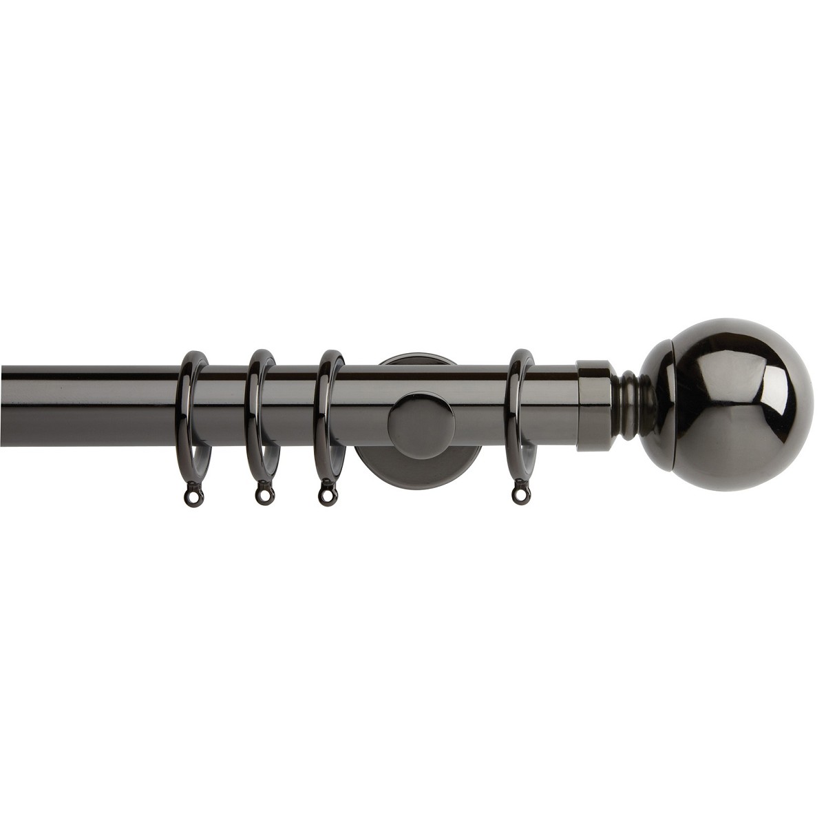 Neo 35mm Black Nickel With Ball Finials Fabric by Hallis Hudson