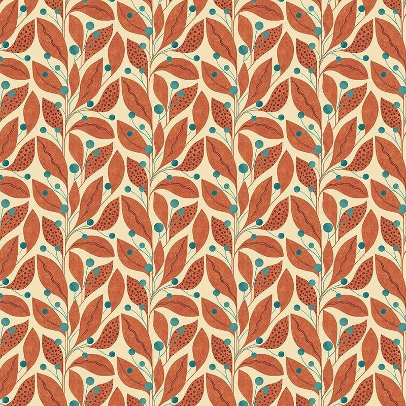 Berry Dot Rust & Teal Fabric by Ohpopsi