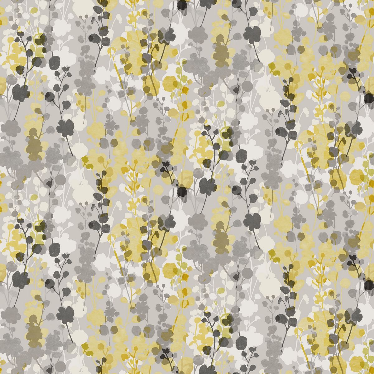 Blossom Mustard Grey Fabric by Ohpopsi