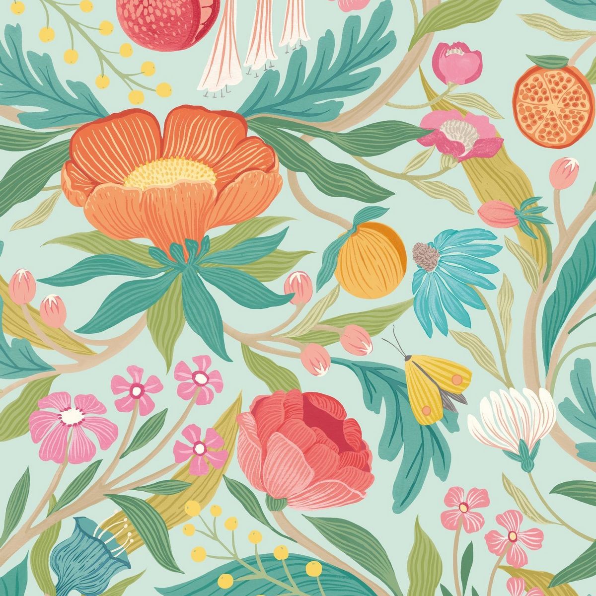 Clementine Seafoam Mix Fabric by Ohpopsi