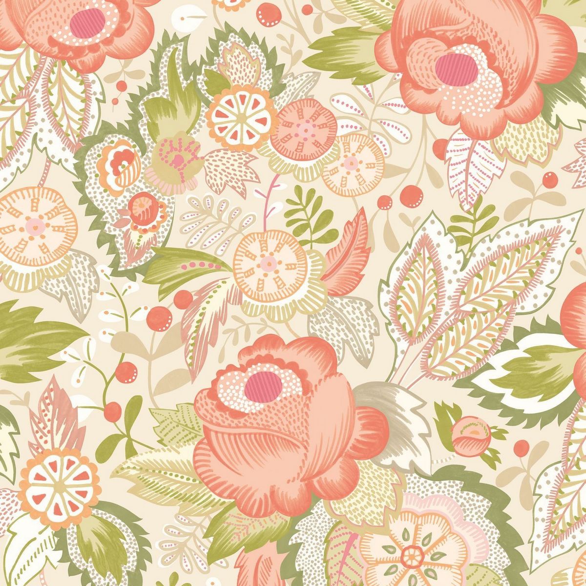 Emily Rose Citrus Punch Fabric by Ohpopsi