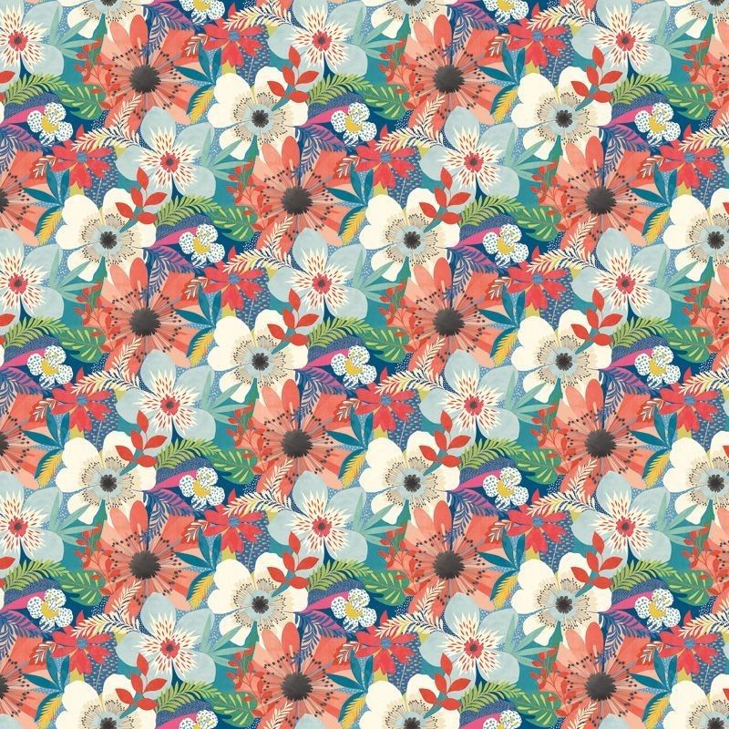 Floral Riot Indigo Fabric by Ohpopsi