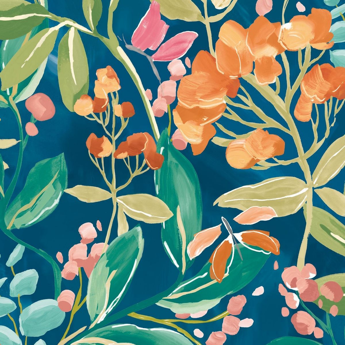 Florence Indigo Fabric by Ohpopsi