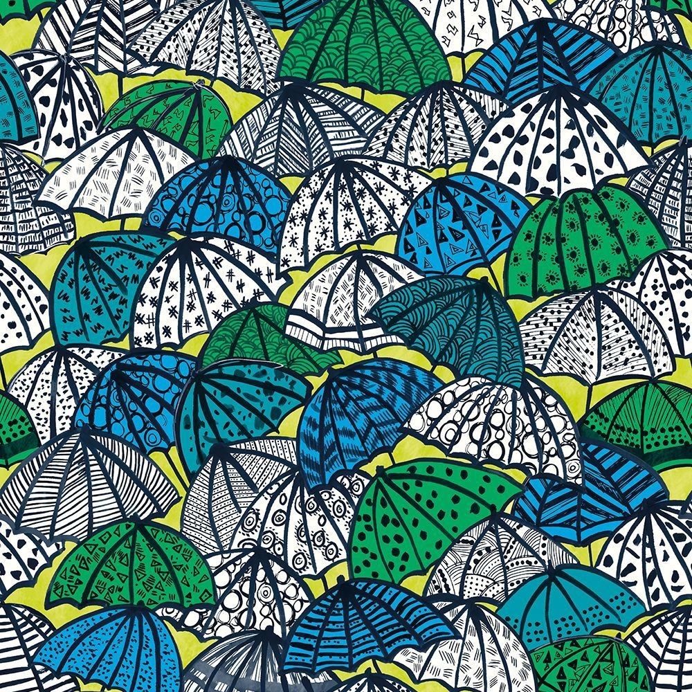 Jolly Brollies Inky Fabric by Ohpopsi