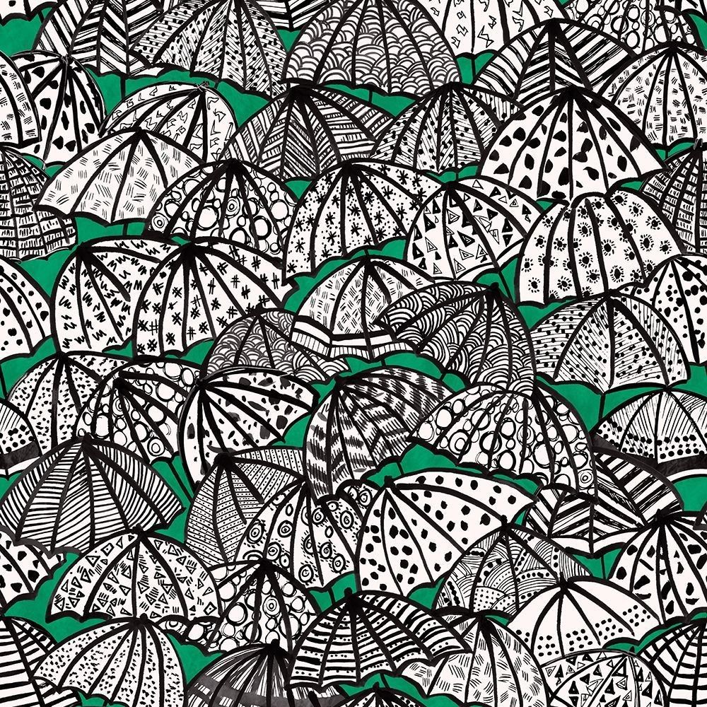 Jolly Brollies Jade Fabric by Ohpopsi