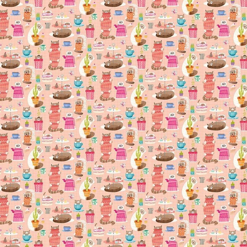 Kitten Kaboodle Watermelon  Fabric by Ohpopsi