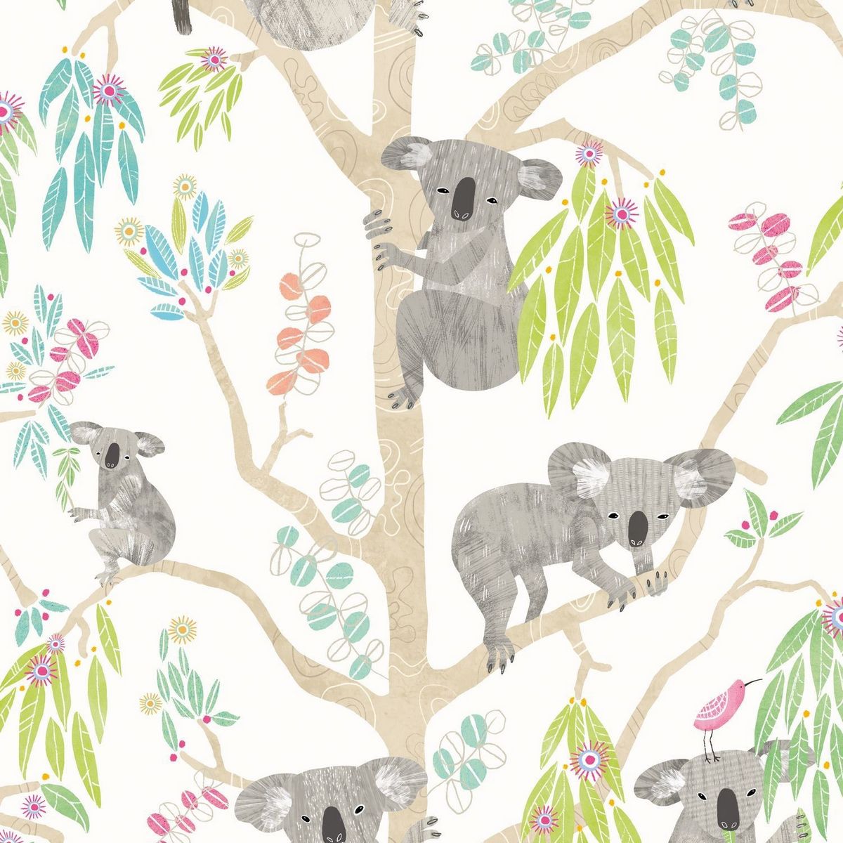 Kooka Koala Candy Apple Fabric by Ohpopsi