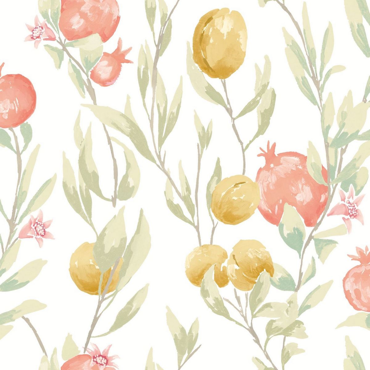 Pomegranate Trail Olive Fabric by Ohpopsi