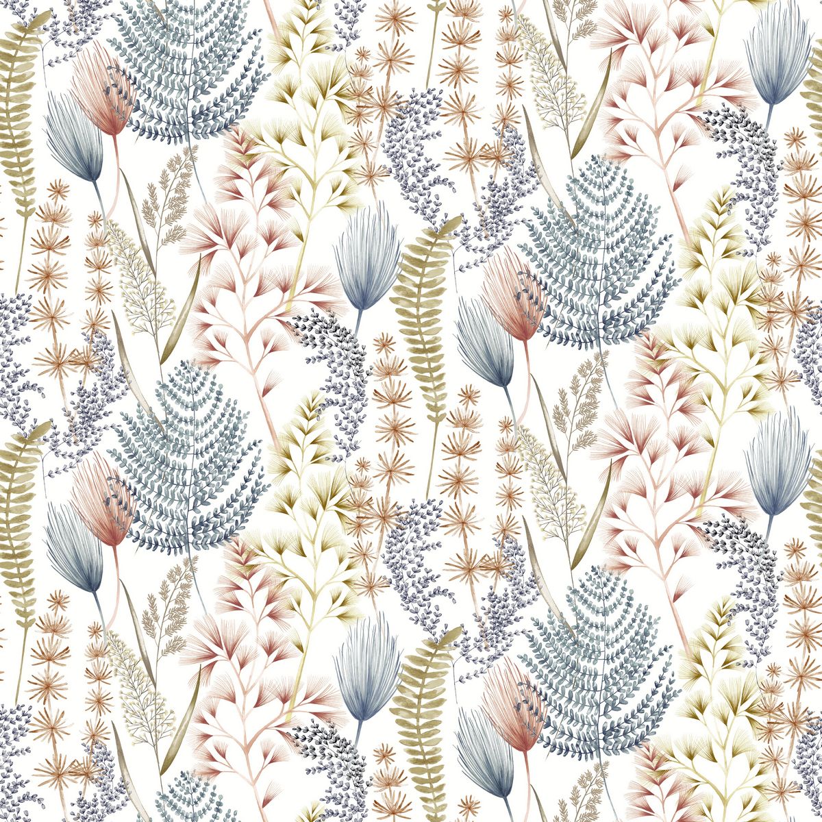 Summer Ferns Denim Fabric by Ohpopsi