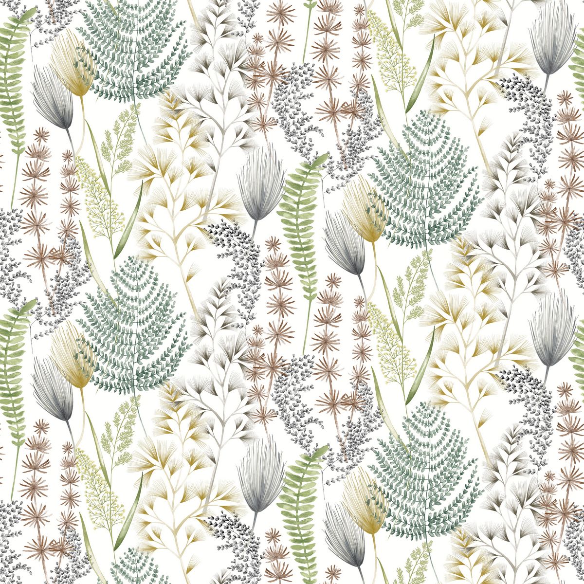 Summer Ferns Earth Organic  Fabric by Ohpopsi