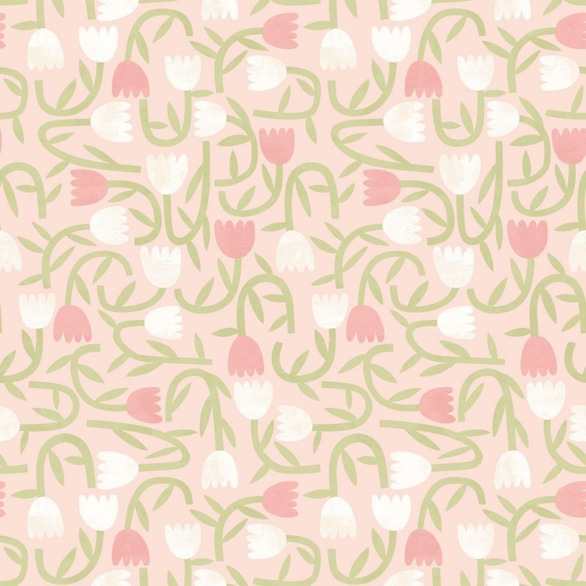 Tiny Tulip Blush  Fabric by Ohpopsi