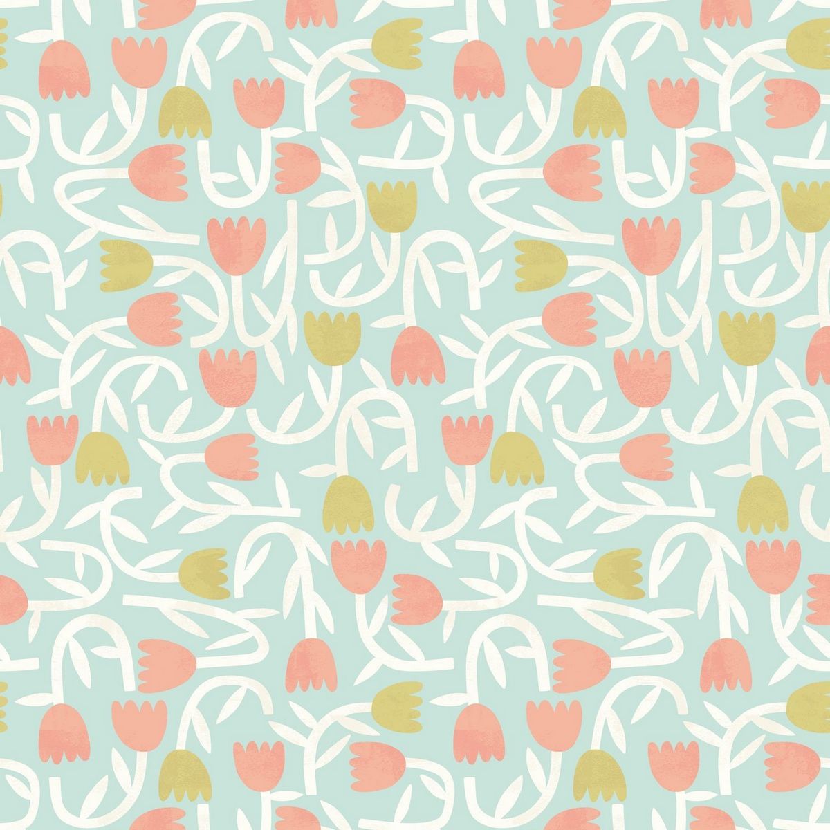 Tiny Tulip Duckegg Mix Fabric by Ohpopsi