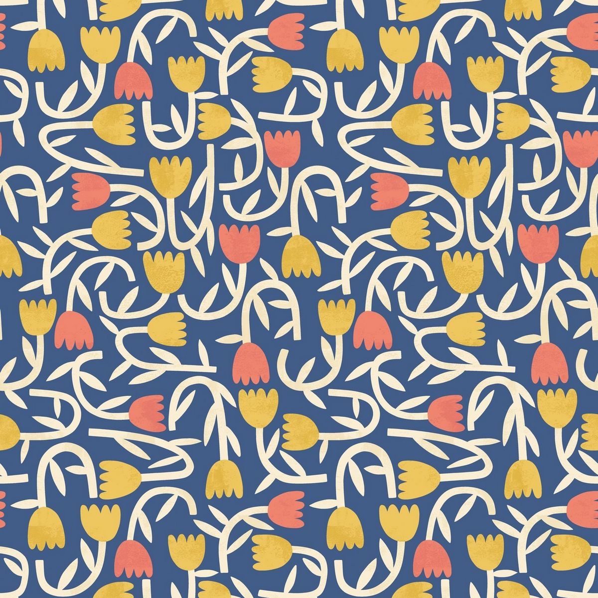 Tiny Tulip Indigo Mix Fabric by Ohpopsi