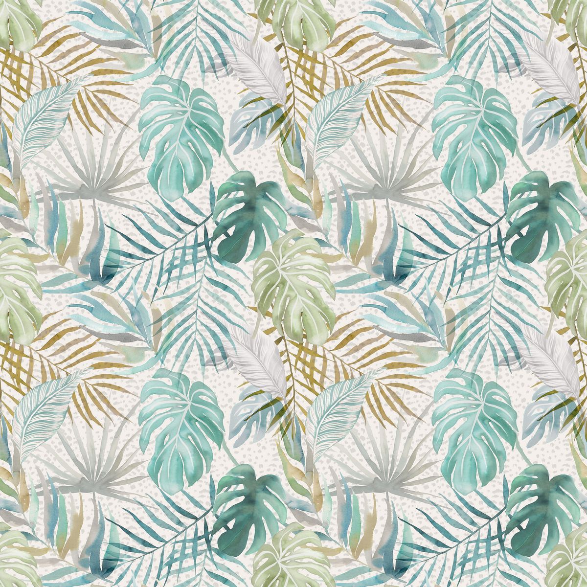 Tropica Turquoise Turquoise  Fabric by Ohpopsi