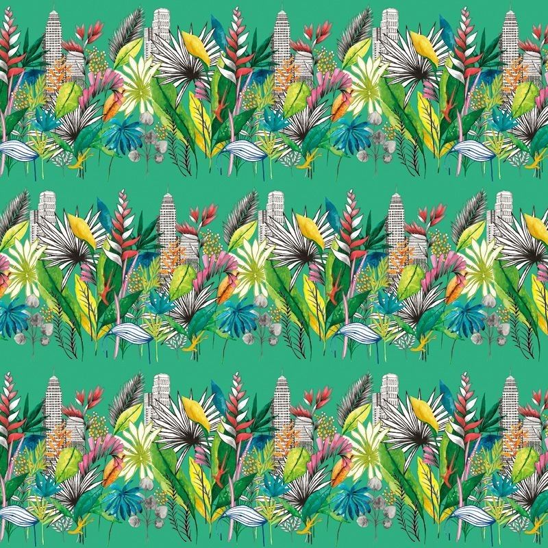 Urban Tropic Emerald Fabric by Ohpopsi