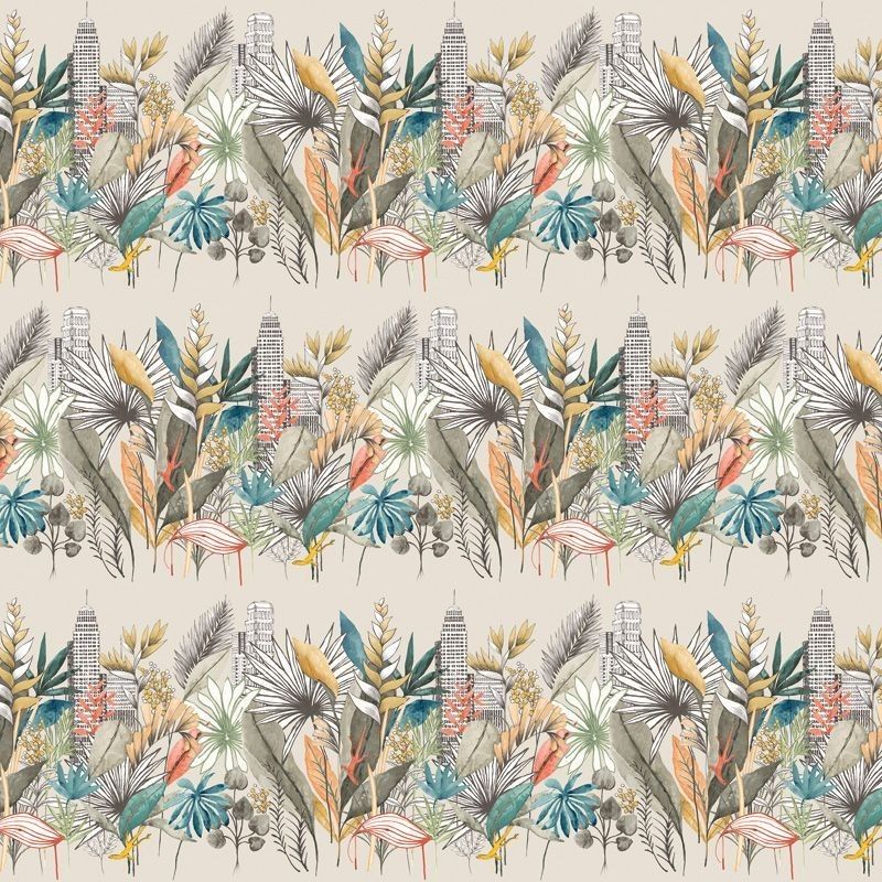 Urban Tropic Parchment Fabric by Ohpopsi