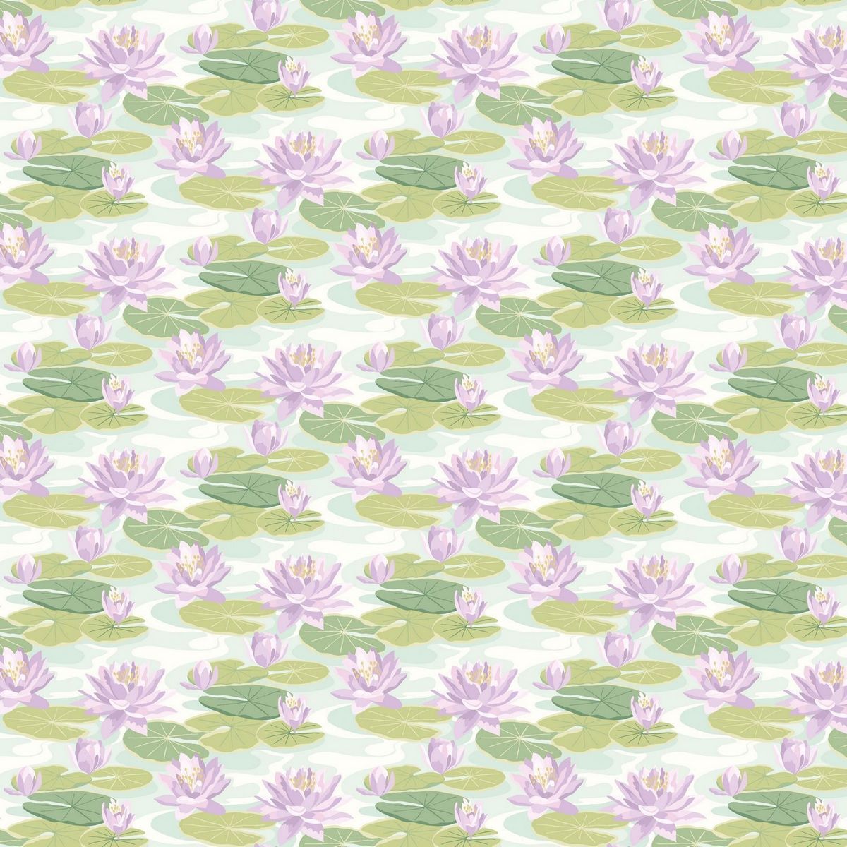 Waterlily Powder Blue & Lilac Fabric by Ohpopsi