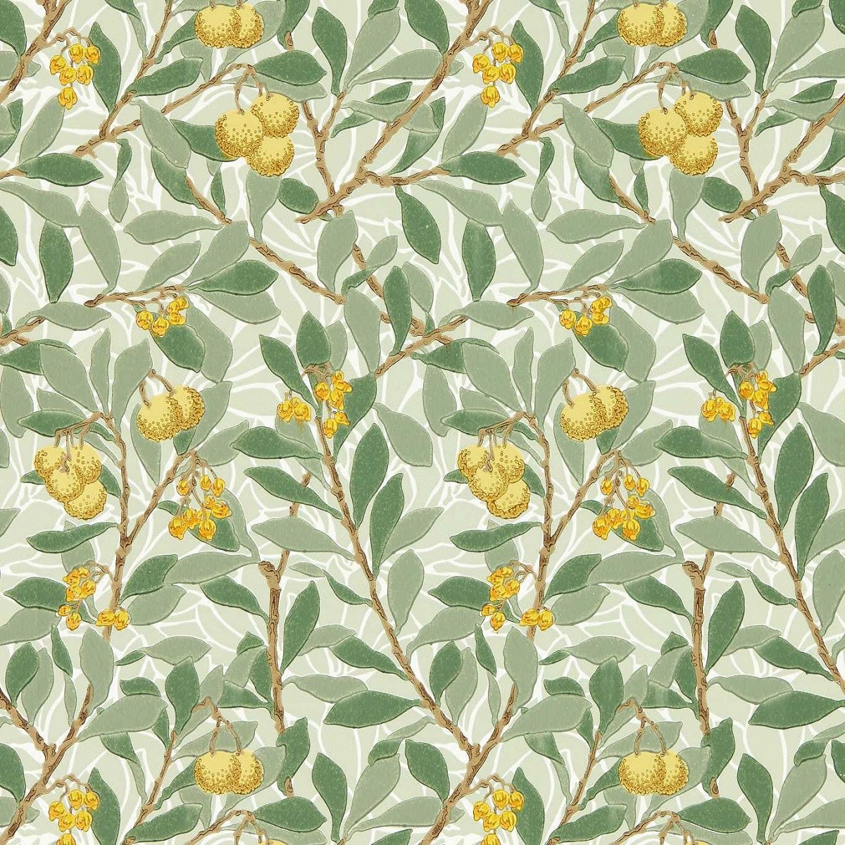 Arbutus Sage/Lemon Fabric by William Morris & Co.