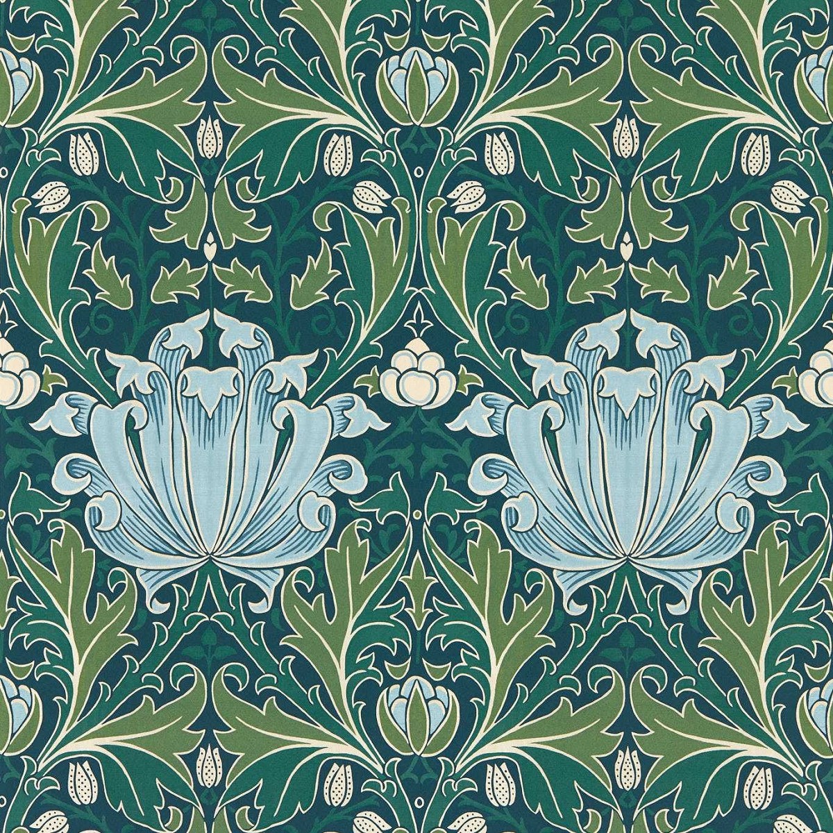 Helena Indigo/Boughs Fabric by William Morris & Co.