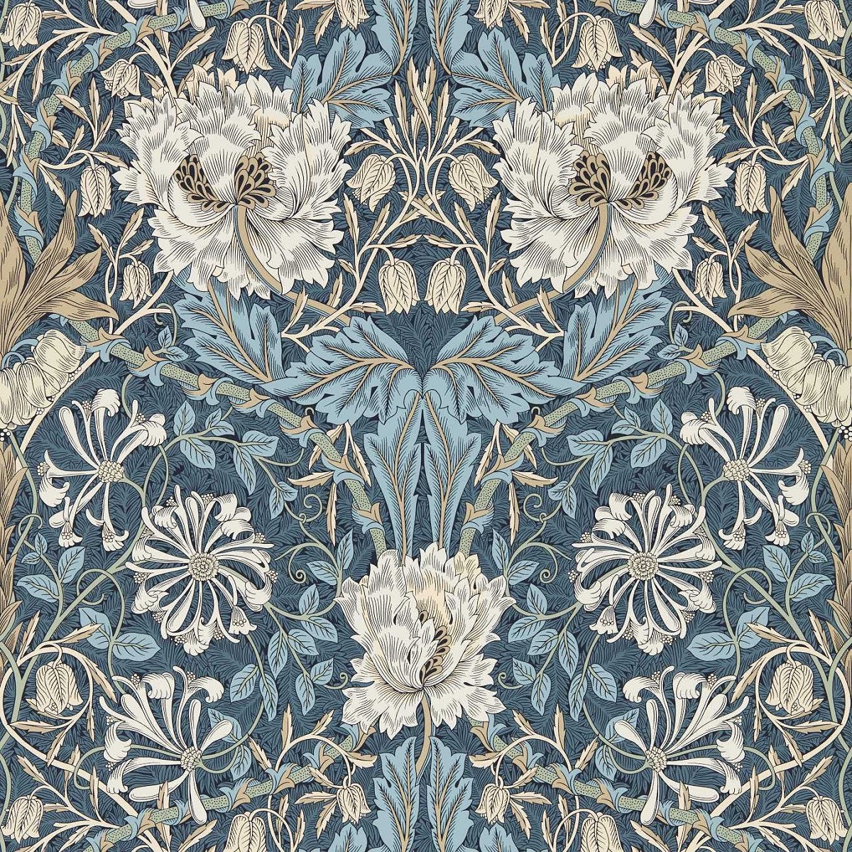 Honeysuckle & Tulip Woad/Thyme Fabric by William Morris & Co.