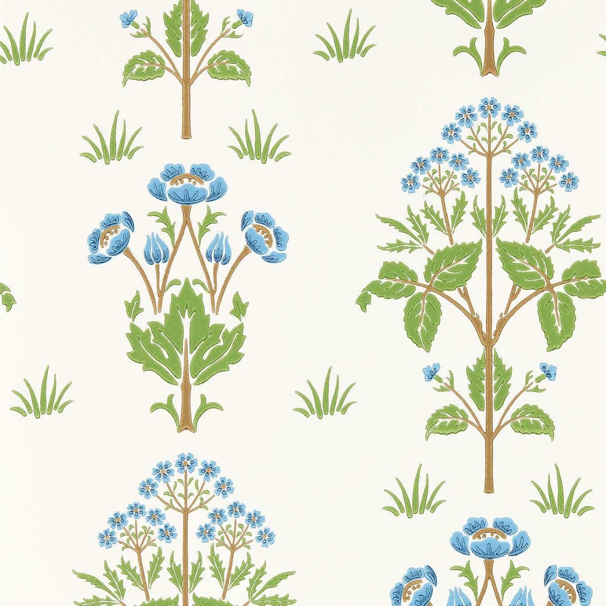 Meadow Sweet Cobalt/Grass green Fabric by William Morris & Co.