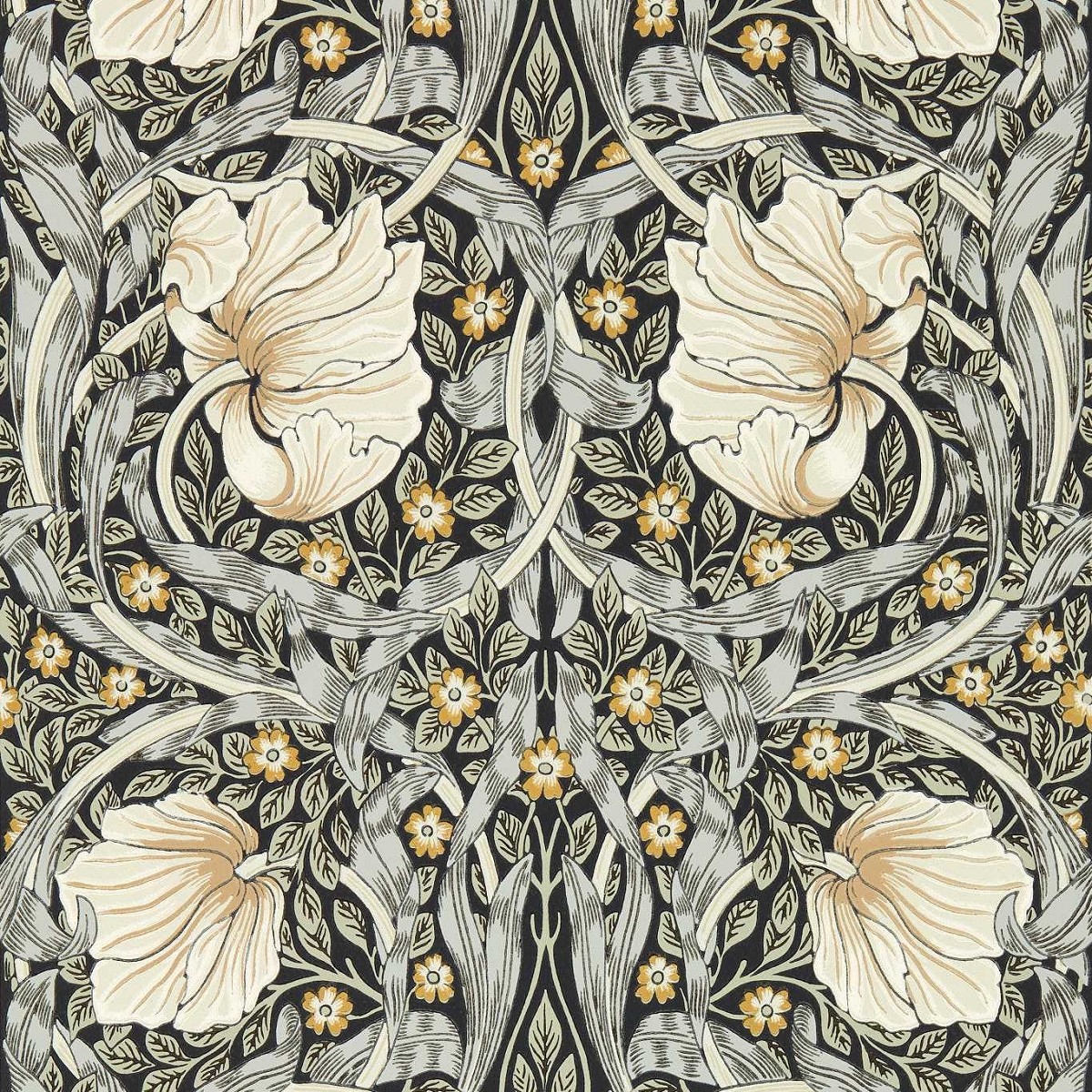 Pimpernel Ink/Sage Fabric by William Morris & Co.