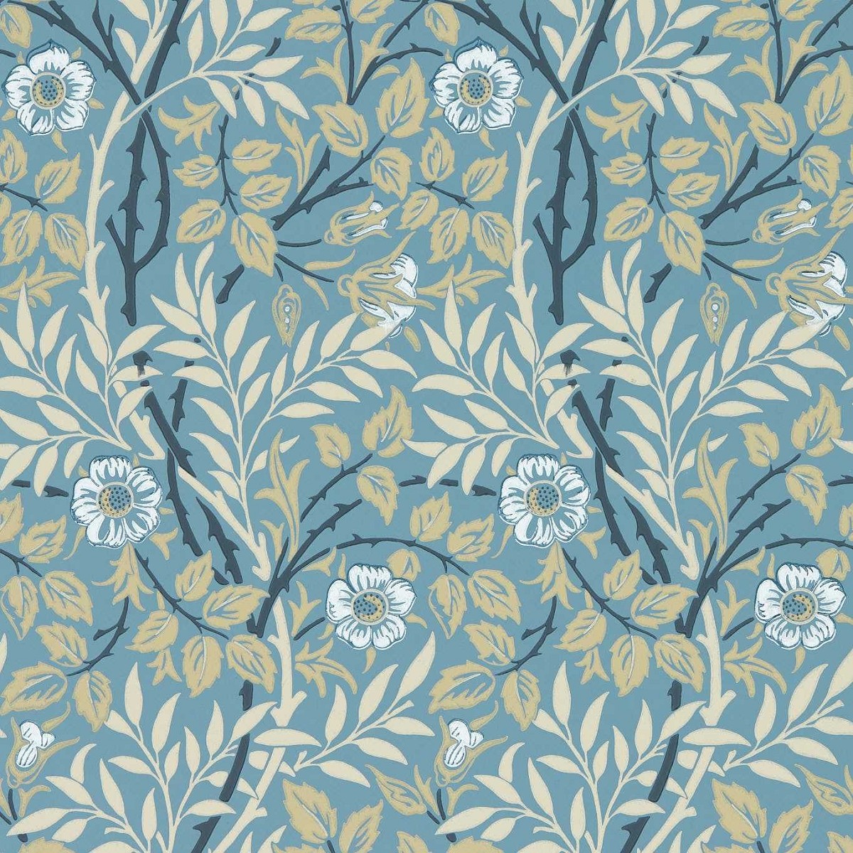 Sweet Briar Mineral/Linen Fabric by William Morris & Co.